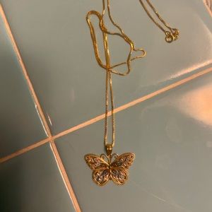 14kt Gold butterfly necklace